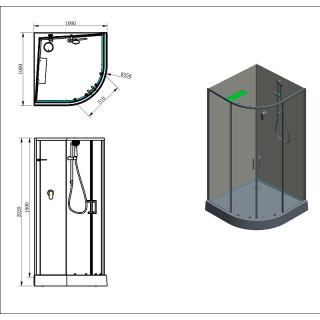 Душевая кабина Aquanet Passion EVO 281965 R 100x100 см профиль белый стекло прозрачное